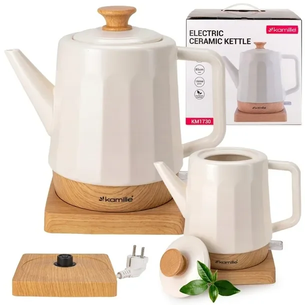 Czajnik Elektryczny Bezprzewodowy Ceramiczny Kamille 1500 W 1,5 L Kremowy