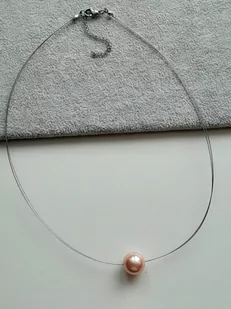 Naszyjnik choker łososiowa perła 15mm struna - Naszyjniki - miniaturka - grafika 1