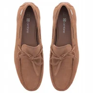 Mokasyny męskie - Mokasyny buty męskie skórzane z rzemykiem driver brązowe V3 OM-FOCS-0150 43 - miniaturka - grafika 1