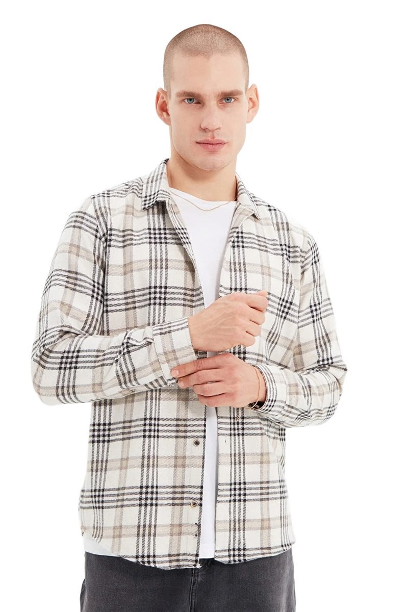 TRENDYOL MAN KOSZULA MĘSKA CASUAL W KRATĘ DŁUGI RĘKAW KOŁNIERZYK M 5DA