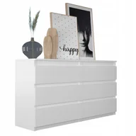 Komody - Nowoczesna komoda 140 cm Biała sypialnia 6 szuflad - miniaturka - grafika 1
