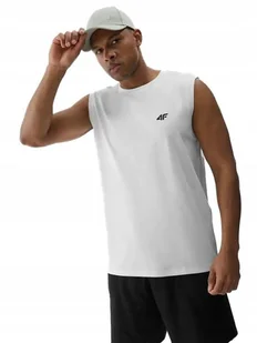 Koszulka męska beż rękawów tank top 4FWMM00TSLEM125 biały - Koszulki męskie - miniaturka - grafika 1