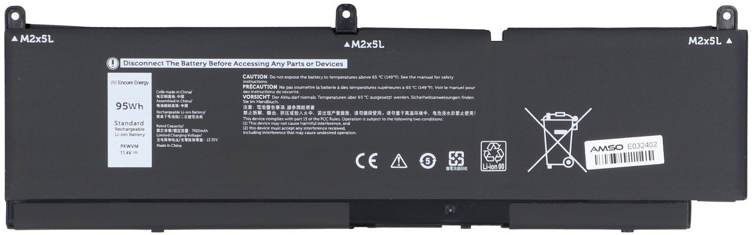 Bateria Encore Energy bateria do Dell Precision 7550 7750 7560 7760 95Wh 11.4V 8330mAh PKWVM