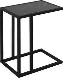 HOMCOM Stolik boczny, stolik kawowy o marmurowym wyglądzie, stolik kawowy z metalową ramą, do salonu, sypialni, 45 x 30 x 51,5 cm Czarny - Ławy i stoliki kawowe - miniaturka - grafika 1