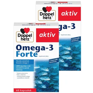 Zestaw Doppelherz aktiv Omega-3 Forte, 2 x 60 kapsułek - Serce i układ krążenia - miniaturka - grafika 1