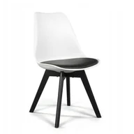 Krzesła - Krzesło Skandynawskie Z Poduszką Dsw Dublin Biało Czarny - miniaturka - grafika 1