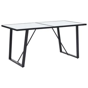 vidaXL Stół jadalniany, biały, 160 x 80 x 75 cm, hartowane szkło - Stoły - miniaturka - grafika 1