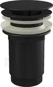 Syfony - Spust umywalki 5 / 4 metalowy, duży korek, do umywalek bez przelewu, czarny mat - miniaturka - grafika 1