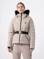 Kurtki narciarskie - 4F Kurtka narciarska 4FAW23TTJAF337 Beżowy Slim Fit - miniaturka - grafika 1