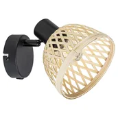 Lampy ścienne - Rabalux Rattan kinkiet 1x15W czarny mat/beżowy 3133 - miniaturka - grafika 1