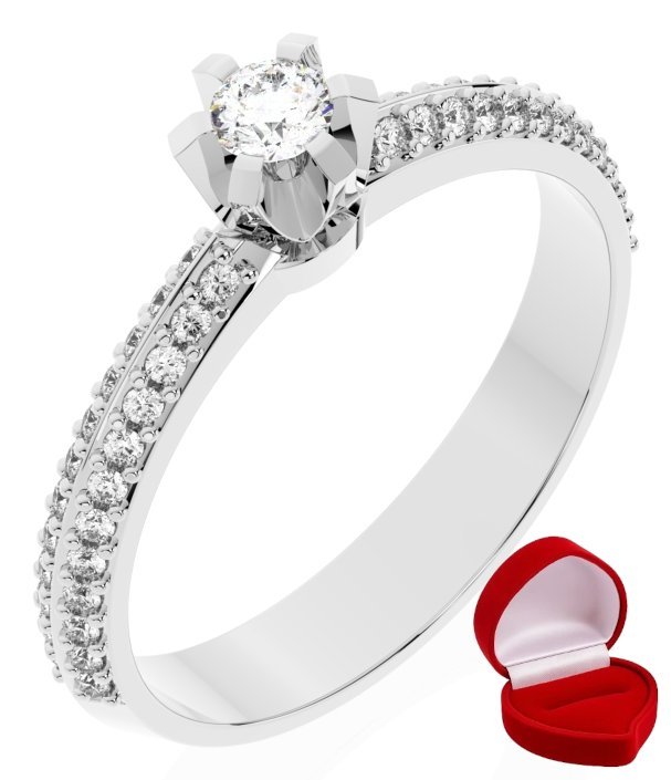 ZŁOTY PIERŚCIONEK ZARĘCZYNOWY 585 14k BRYLANT LAB 0,09 ct BIAŁE ZŁOTO R25