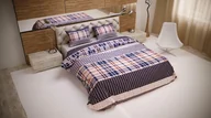Pościel - Pościel 220x200 Krata fioletowa łososiowa poszewki 2x70/80 Luxury 01 - miniaturka - grafika 1