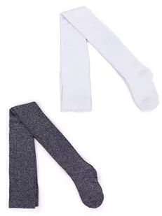 Rajstopy dziewczęce bawełniane z lurexem biało-czarne 2PAK 104-110 YOCLUB - Rajstopy - miniaturka - grafika 1