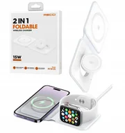 Ładowarki do telefonów - SKŁADANA ŁADOWARKA BEZPRZEWODOWA QI DO IPHONE 15 14 13 12 / WATCH 15W RECCI - miniaturka - grafika 1