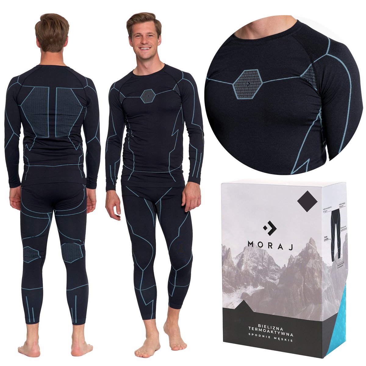 Bielizna Termoaktywna Męska Komplet Odzieży Termicznej Bezszwowej MORAJ XL