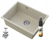 Zlewozmywaki - Granitan Manado Beżowy Podblatowy Zlew Chrom Podwieszany 60 - miniaturka - grafika 1