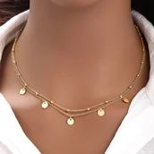 Inne - TEMU 18K pozłacany miedziany naszyjnik z podwójnym rzędem geometrycznych dysków z frędzlami, elegancki i luksusowy styl, do codziennego użytku - miniaturka - grafika 1