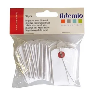 100 mini białych etykiet z metalowym drutem 3 x 5,5 cm - Akcesoria do pakowania - miniaturka - grafika 1