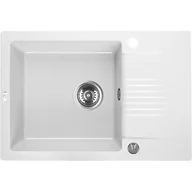 Zlewozmywaki - Zlewozmywak Jednokomorowy Granitowy z Półociekaczem Laveo CELIA 44x65cm Biały - miniaturka - grafika 1
