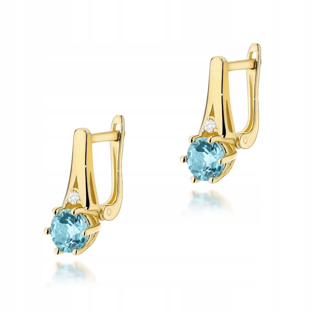 Kolczyki złote dla kobiety 585 topaz swiss 0,50ct błyszczące modne dla niej