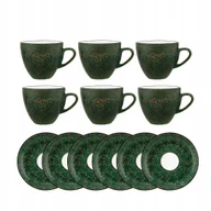 Filiżanki - Filiżanka do herbaty kawy porcelanowa zielona 300ml i spodek 15cm Wilmax - miniaturka - grafika 1
