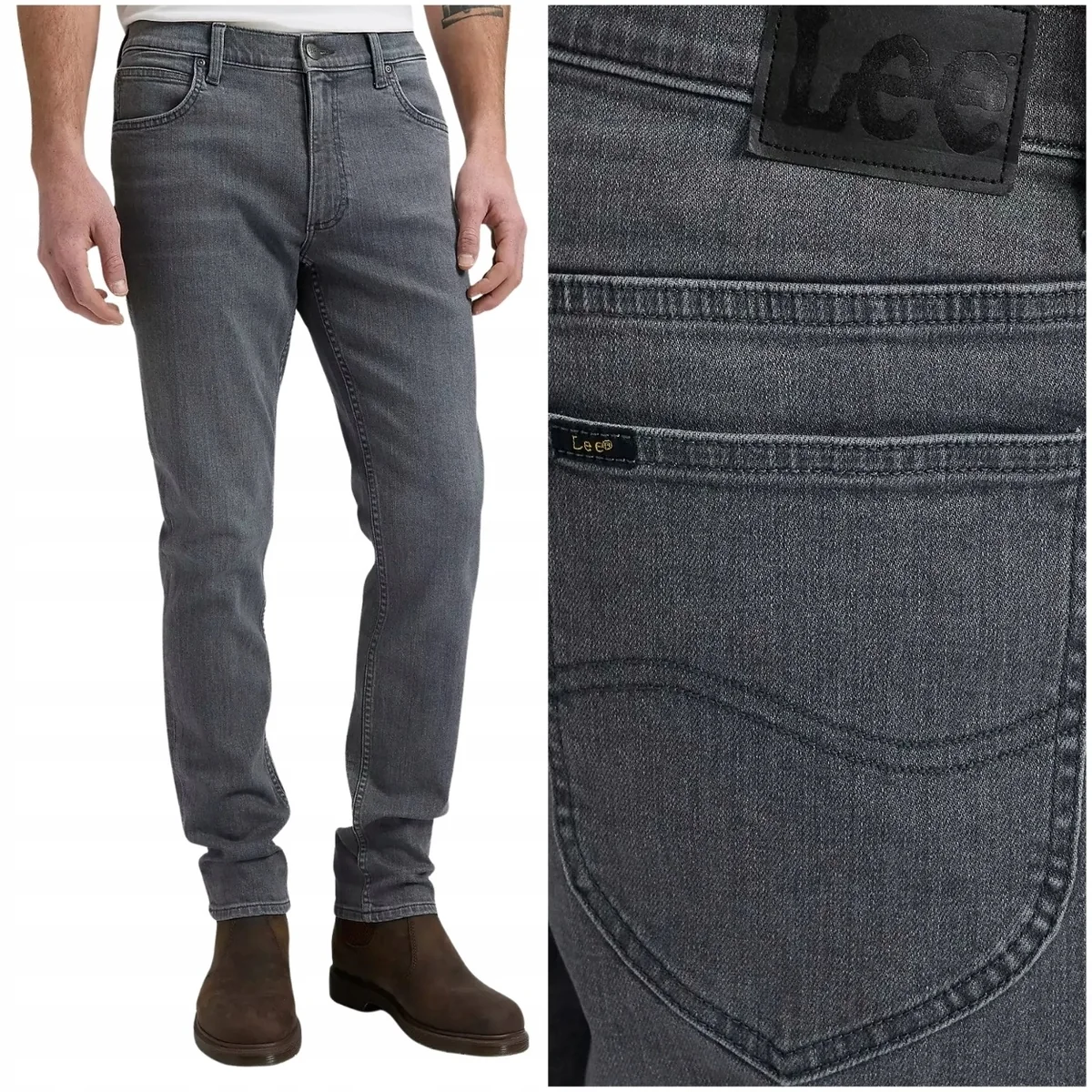 Lee Luke slim Dark Flame mocno zwężane szare spodnie jeansowe W32 L30