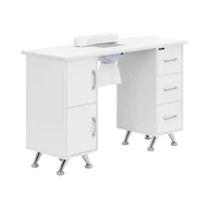 Stoliki do manicure - physa Biurko do manicure z pochłaniaczem białe / srebrne 3 szuflady podpórka pod dłonie - Biurka do manicure - miniaturka - grafika 1