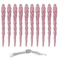 Bombki - Zawieszki choinkowe 10 szt. 12 cm sople brokatowe różowe - miniaturka - grafika 1