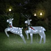 Ozdoby bożonarodzeniowe - vidaXL Świąteczne renifery, 2 szt., białe, 40 LED - miniaturka - grafika 1