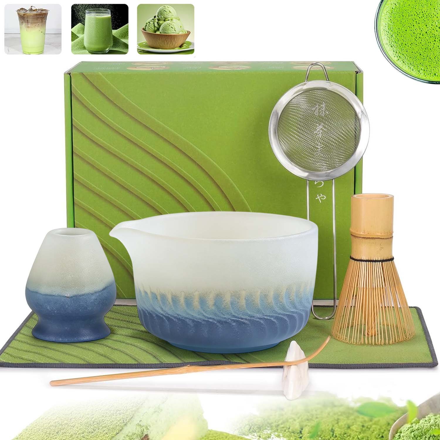 Zestaw Prezentowy Do Herbaty Matcha Częściowy Blender Matcha 7EL. Gradient