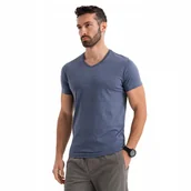 Koszulki męskie - Męska bawełniana koszulka serek BASIC niebieski melanż OM-TSBS-0237 V18 XXL - miniaturka - grafika 1