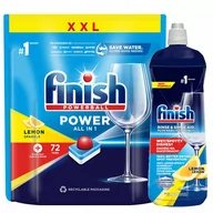 Środki do zmywarek - Zestaw Finish Power All in 1 Tabletki do Zmywarki 72 sztuk LEMON Płyn Nabłyszczający do Zmywarki Lemon 800 ml - miniaturka - grafika 1