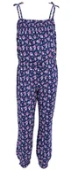 Kombinezony dla dzieci - Granatowy kombinezon dziewczecy, w kwiatki 7-8 lat 128 cm - miniaturka - grafika 1