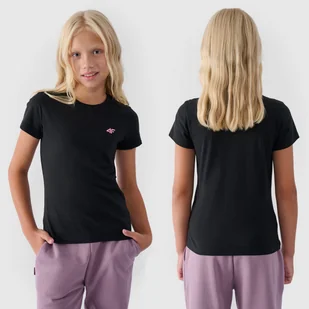 Koszulka Dziewczęca 4F T-shirt Bawełniany Czarny 4FJWMM00TTSHF1658 Czarny 122 - Koszulki dla dziewczynek - miniaturka - grafika 1