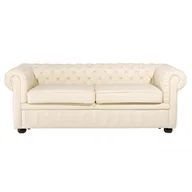 Sofy i kanapy - Beliani Sofa skórzana beżowa CHESTERFIELD - miniaturka - grafika 1