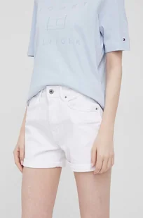 Pepe Jeans Pepe Jeans szorty jeansowe MARY SHORT damskie kolor biały gładkie high waist - Spodenki damskie - miniaturka - grafika 1