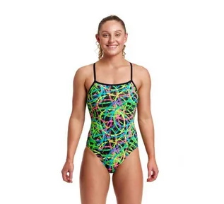 Stroje kąpielowe - FUNKITA Strój kąpielowy damski jednoczęściowy SINGLE STRAP ONE PIECE Burnouts - grafika 1