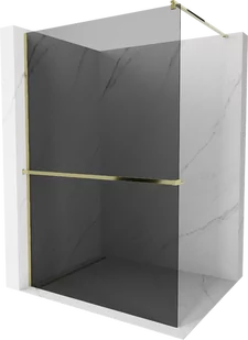 Mexen Kioto+ ścianka prysznicowa z półką Walk-in 90 x 200 cm, grafit, złota - 800-090-121-50-40 - Ścianki i drzwi prysznicowe - miniaturka - grafika 1