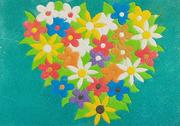 Piaskowe Obrazki Kolorowanki  Zabawki Kreatywne Dla Chłopców I Dziewczynek - 30 - Serce Z Kwiatów