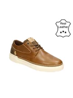 Trampki męskie - Bullboxer Skórzane sneakersy w kolorze jasnobrązowym - miniaturka - grafika 1