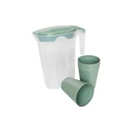 Karafki - MICHELINO Elegancki 5-częściowy zestaw karafek: karafka z 4 plastikowymi kubkami Zielony - miniaturka - grafika 1