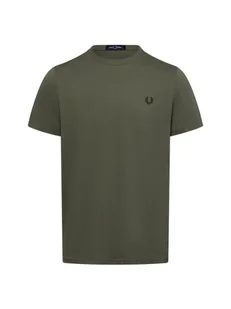 Fred Perry T-shirt męski Mężczyźni Bawełna zielony jednolity, S - Koszulki męskie - miniaturka - grafika 1