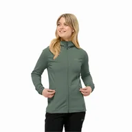 Kurtki damskie - Damski polar z kapturem Jack Wolfskin BAISELBERG HOODED FZ W hedge green - L - miniaturka - grafika 1