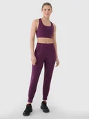 Spodnie sportowe damskie - 4F Spodnie treningowe szybkoschnące damskie - fioletowe XS - miniaturka - grafika 1