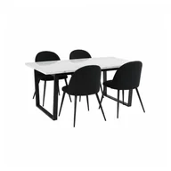 Stoły z krzesłami - Tilst zestaw do jadalni stół stół do jadalni biały marmurowy nadruk 90x160 4 krzesła welur czarny. - miniaturka - grafika 1