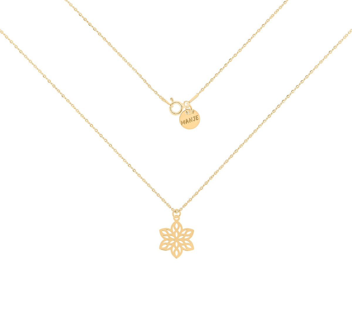 Pozłacany naszyjnik z ażurowym kwiatkiem 42 cm