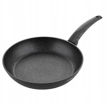 PATELNIA BONO 26 CM IND. CZARNA, POWŁOKA IMITUJĄCA KAMIEŃ, UCHWYT CZARNY