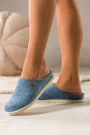 Kapcie damskie - Niebieskie kapcie damskie Inblu obuwie domowe z wyjmowaną skórzaną wkładką ozdoba XH999952 - miniaturka - grafika 1