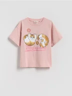 Koszulki dla dziewczynek - Reserved - T-shirt z nadrukiem Mofusand - brudny róż - miniaturka - grafika 1