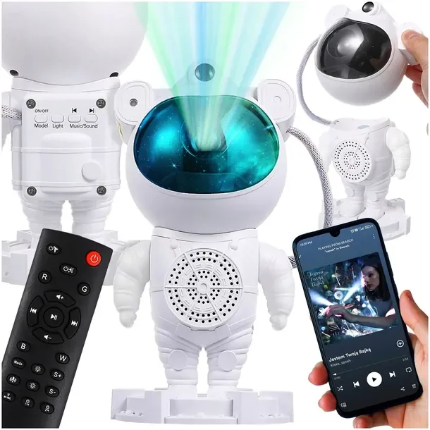 Projektor Gwiazd Astronauta Głośnik Bluetooth Lampka Dzieci Led Laser Pilot